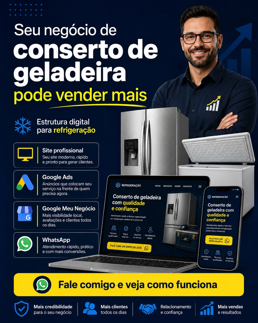 Estrutura digital para conserto de geladeira e refrigeração