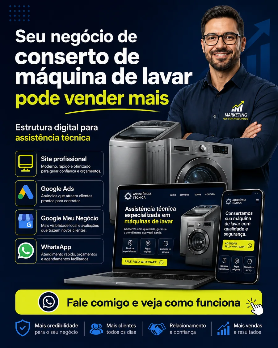 Estrutura digital para conserto de máquina de lavar